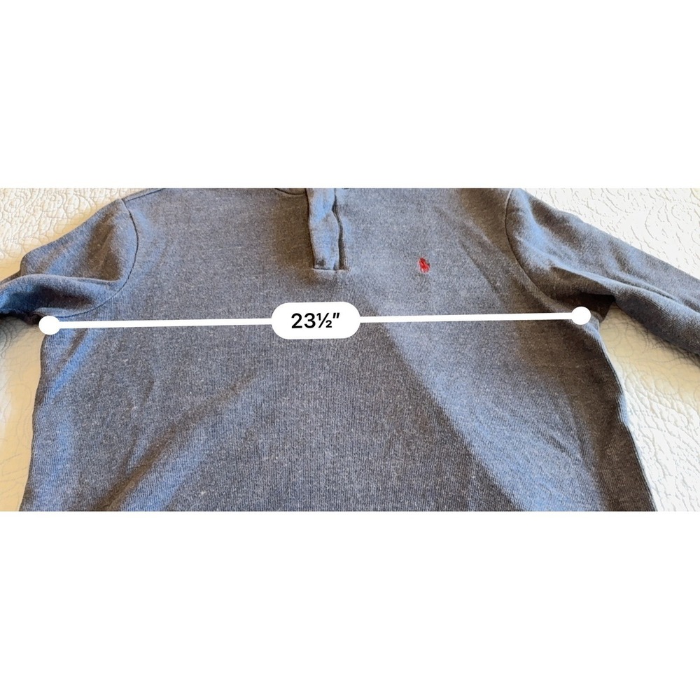Polo Ralph Lauren Mens Large Sweater 1/4 Zip  Blue Button Leather Cotton - Picture 9 of 10